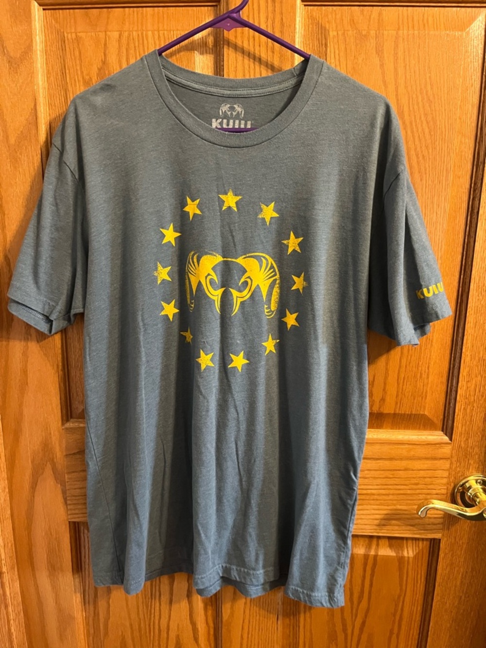 KUIU Men's Stone Blue Tee with Yellow Logo XL